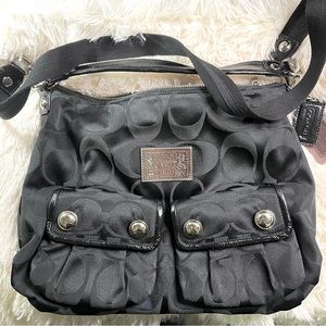 Used Coach Crossbody/shoulder bag: black and silver